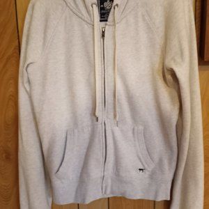 Victoria's Secret PINK Full Zip Hoodie Jacket Large Grey "Peace and Love"-#115